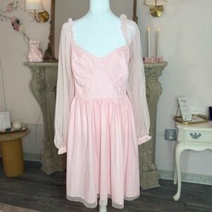 Eloquii Pink Dress with Sheer Sleeves
